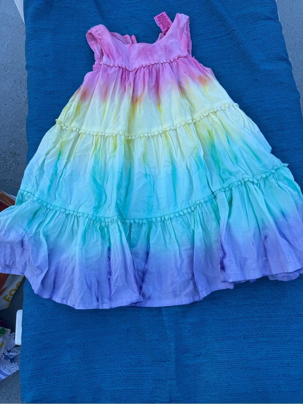 Girls Rainbow Ombre Tiered Dress - Pink to Purple